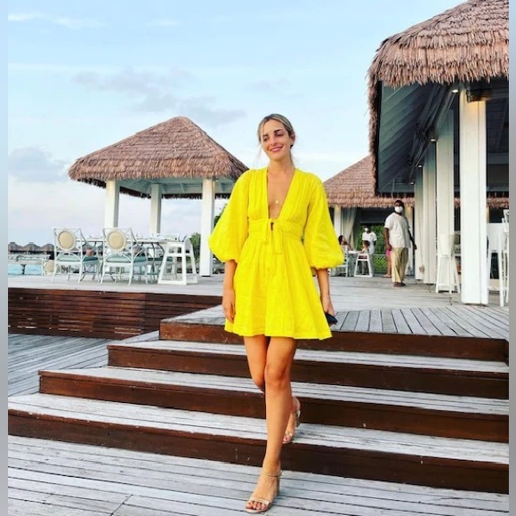 Zimmermann yellow linen Shelly plunge bow mini dress - Picture 14 of 14